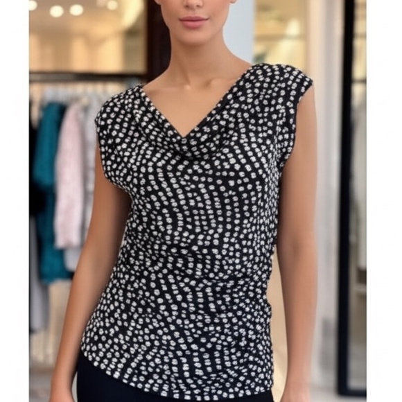 MEXX - Sheer Asymmetrical Collar Rushed Top - size M - Picture 1 of 12